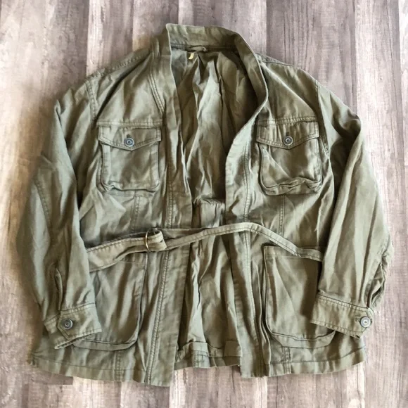 Free People In Our Nature Military Green Wrap Cargo Jacket M - Picture 3 of 14